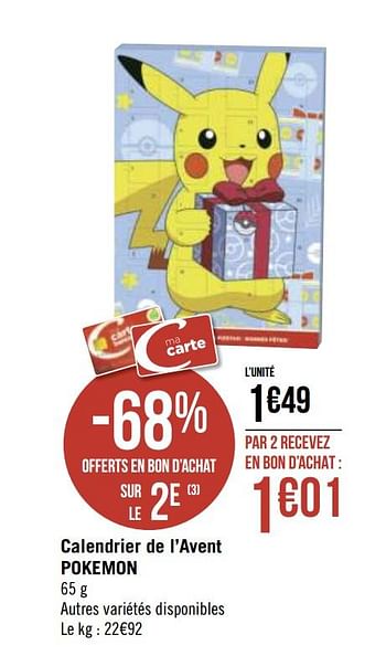 Promotion Geant Casino Calendrier De L Avent Pokemon Pokemon Alimentation Valide Jusqua 4 Promobutler