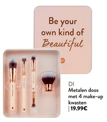 Promoties Di metalen doos met 4 make-up kwasten - Huismerk - DI - Geldig van 06/11/2019 tot 31/12/2019 bij DI