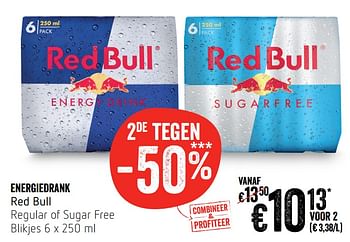 Promoties Energiedrank red bull regular of sugar free blikjes - Red Bull - Geldig van 14/11/2019 tot 20/11/2019 bij Delhaize