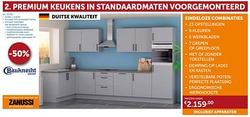 Promotions Premium keukens in standaardmaten voorgemonteerd - Produit maison - Zelfbouwmarkt - Valide de 19/11/2019 à 26/12/2019 chez Zelfbouwmarkt