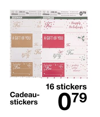 Promoties Cadeau- 129 stickers - Huismerk - Zeeman  - Geldig van 16/11/2019 tot 22/11/2019 bij Zeeman