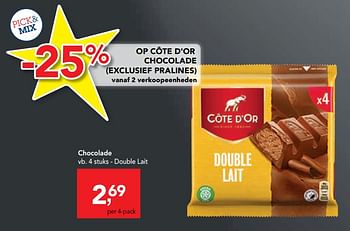 Promoties Chocolade double lait - Cote D'Or - Geldig van 20/11/2019 tot 03/12/2019 bij Makro