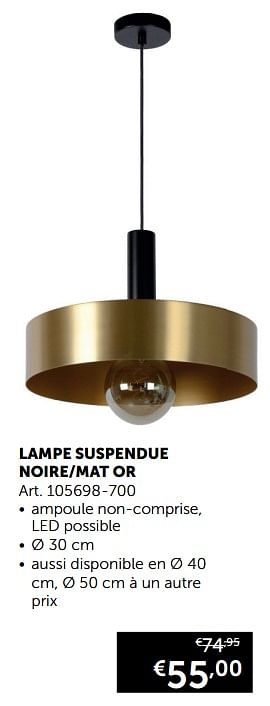 Promotions Lampe suspendue noire-mat or - Produit maison - Zelfbouwmarkt - Valide de 19/11/2019 à 26/12/2019 chez Zelfbouwmarkt