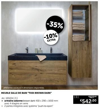 Promoties Meuble salle de bain todi brown dark - Mio Bagno - Geldig van 19/11/2019 tot 26/12/2019 bij Zelfbouwmarkt
