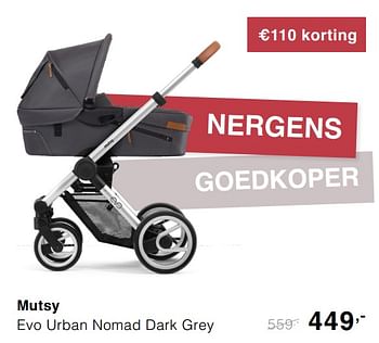 Promoties Mutsy evo urban nomad dark grey - Mutsy - Geldig van 17/11/2019 tot 23/11/2019 bij Baby & Tiener Megastore
