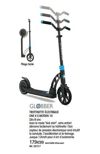 Globber - Trottinette électrique ONE K E-MOTION 15 Noire / Bleue