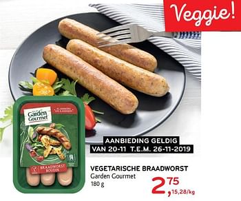 Promoties Vegetarische braadworst garden gourmet - Garden Gourmet - Geldig van 20/11/2019 tot 26/11/2019 bij Alvo