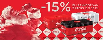 Promoties Coca cola -15% bij aankoop van 2 packs 15x33cl - Coca Cola - Geldig van 20/11/2019 tot 03/12/2019 bij Alvo