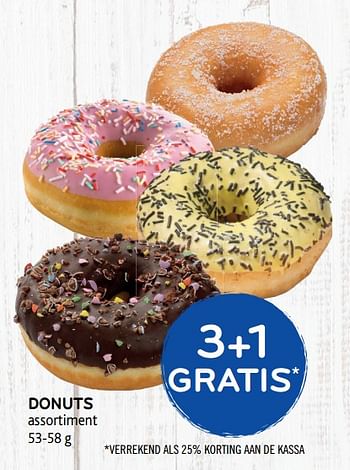 Promoties Donuts assortiment 3+1 gratis - Huismerk - Alvo - Geldig van 20/11/2019 tot 03/12/2019 bij Alvo