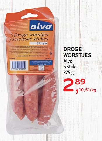 Promoties Droge worstjes alvo - Huismerk - Alvo - Geldig van 20/11/2019 tot 03/12/2019 bij Alvo