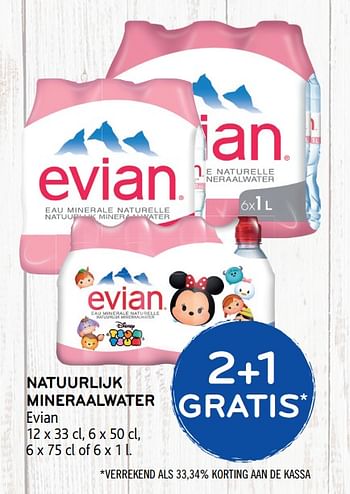 Promoties Natuurlijk mineraalwater evian 2+1 gratis - Evian - Geldig van 20/11/2019 tot 03/12/2019 bij Alvo