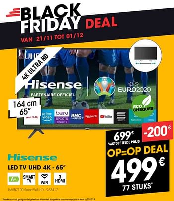 Promoties Hisense led tv uhd 4k - 65`` 65b7100 - Hisense - Geldig van 21/11/2019 tot 03/12/2019 bij Electro Depot