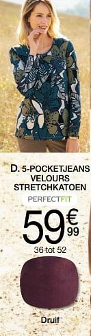 Promoties 5-pocketjeans velours stretchkatoen - Perfect Fit  - Geldig van 01/11/2019 tot 15/12/2019 bij Damart