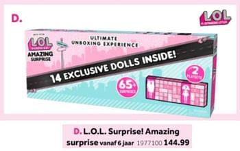 Promoties L.o.l. surprise! amazing surprise - LOL Surprise - Geldig van 14/10/2019 tot 08/12/2019 bij Intertoys