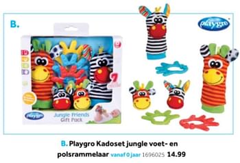 Promotions Playgro kadoset jungle voet- en polsrammelaar - Playgro - Valide de 14/10/2019 à 08/12/2019 chez Intertoys
