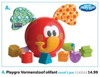 Promoties Playgro vormenstoof olifant - Playgro - Geldig van 14/10/2019 tot 08/12/2019 bij Intertoys