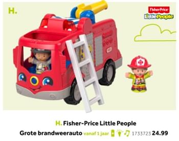 Promoties Fisher-price little people grote brandweerauto - Fisher-Price - Geldig van 14/10/2019 tot 08/12/2019 bij Intertoys