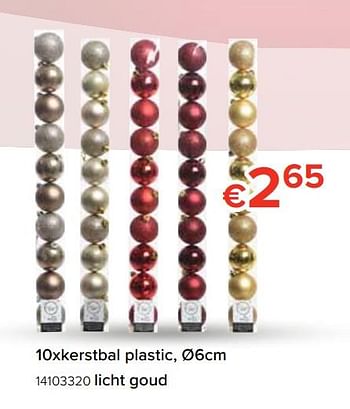 Promoties 10xkerstbal plastic licht goud - Huismerk - Euroshop - Geldig van 22/11/2019 tot 31/12/2019 bij Euro Shop