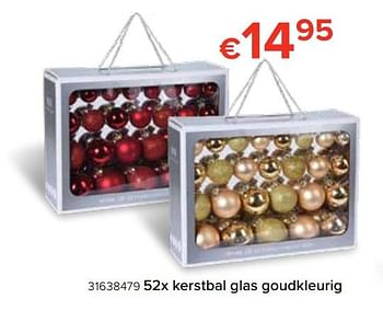 Promotions 52x kerstbal glas goudkleurig - Produit Maison - Euroshop - Valide de 22/11/2019 à 31/12/2019 chez Euro Shop