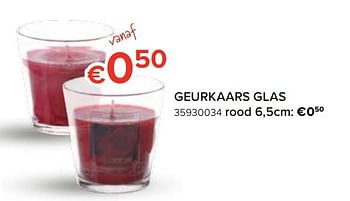 Promoties Geurkaars glas rood - Huismerk - Euroshop - Geldig van 22/11/2019 tot 31/12/2019 bij Euro Shop