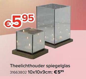 Promoties Theelichthouder spiegelglas 10x10x9cm - Huismerk - Euroshop - Geldig van 22/11/2019 tot 31/12/2019 bij Euro Shop