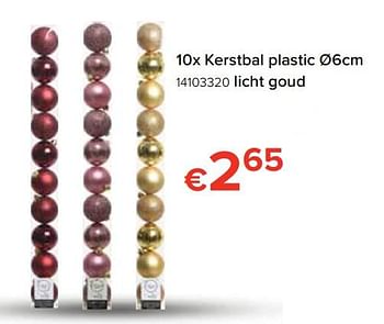 Promoties 10x kerstbal plastic licht goud - Huismerk - Euroshop - Geldig van 22/11/2019 tot 31/12/2019 bij Euro Shop