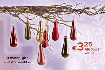Promotions 12x druppel glas ossenbloed - Produit Maison - Euroshop - Valide de 22/11/2019 à 31/12/2019 chez Euro Shop