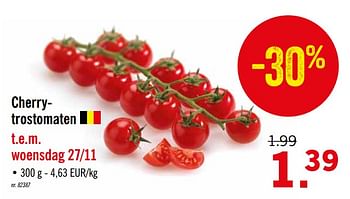 Promoties Cherrytrostomaten - Huismerk - Lidl - Geldig van 25/11/2019 tot 30/11/2019 bij Lidl