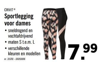 Promoties Sportlegging voor dames - Crivit - Geldig van 25/11/2019 tot 30/11/2019 bij Lidl