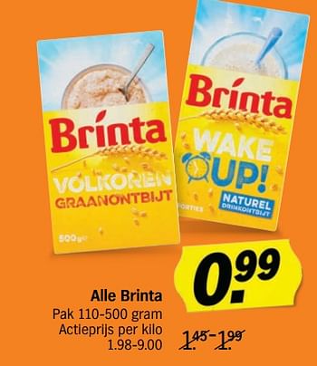 Promoties Alle brinta - Brinta - Geldig van 18/11/2019 tot 24/11/2019 bij Albert Heijn