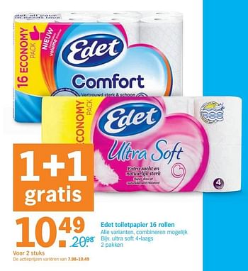 Promoties Edet toiletpapier ultra soft - Edet - Geldig van 18/11/2019 tot 24/11/2019 bij Albert Heijn
