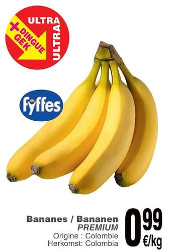 Promoties Bananes - bananen premium - Fyffes - Geldig van 19/11/2019 tot 25/11/2019 bij Cora