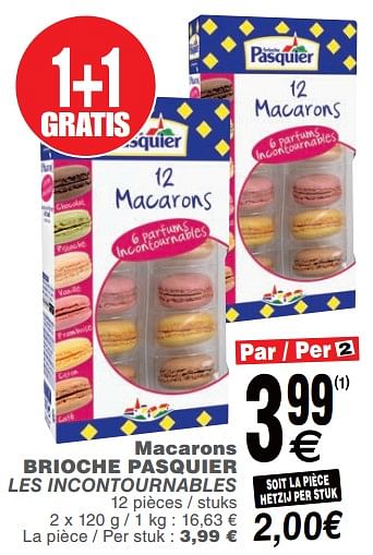 Promotions Macarons brioche pasquier les incontournables - Brioche pasquier - Valide de 19/11/2019 à 25/11/2019 chez Cora