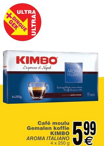 Promotions Café moulu gemalen koffie kimbo aroma italiano - Kimbo - Valide de 19/11/2019 à 25/11/2019 chez Cora