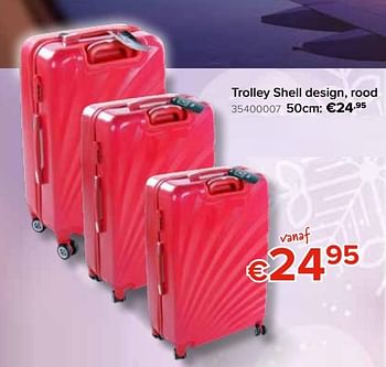Promoties Trolley shell design, rood 50cm - Huismerk - Euroshop - Geldig van 22/11/2019 tot 31/12/2019 bij Euro Shop
