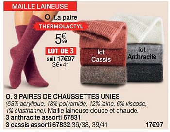 Promotions 3 paires de chaussettes unies - Produit Maison - Damart - Valide de 01/11/2019 à 15/12/2019 chez Damart