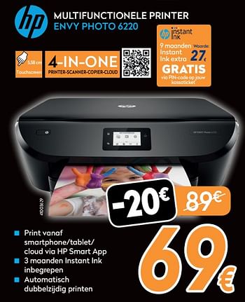 Promotions Hp multifunctionele printer envy photo 6220 - HP - Valide de 21/11/2019 à 02/12/2019 chez Krefel