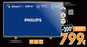 Promoties Philips uhd tv 65pus6754-12 - Philips - Geldig van 21/11/2019 tot 02/12/2019 bij Krefel
