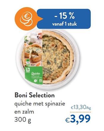 Promoties Boni selection quiche met spinazie en zalm - Boni - Geldig van 20/11/2019 tot 03/12/2019 bij OKay