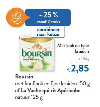 Promoties Boursin met knoflook en fijne kruiden of la vache qui rit apéricube natuur - Boursin - Geldig van 20/11/2019 tot 03/12/2019 bij OKay