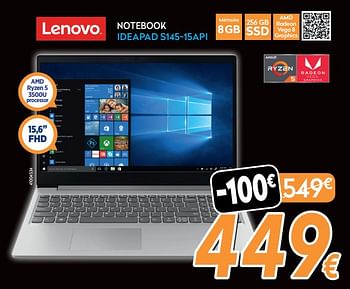 Promoties Lenovo notebook ideapad s145-15api - Lenovo - Geldig van 21/11/2019 tot 02/12/2019 bij Krefel