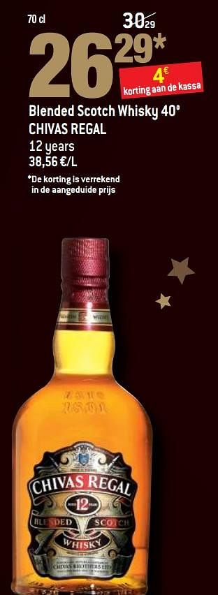 Promoties Blended scotch whisky 40° chivas regal - Chivas Regal - Geldig van 20/11/2019 tot 31/12/2019 bij Match