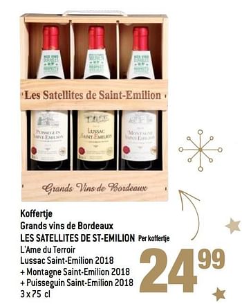 Promoties Koffertje grands vins de bordeaux les satellites de st-emilion - Rode wijnen - Geldig van 20/11/2019 tot 31/12/2019 bij Match