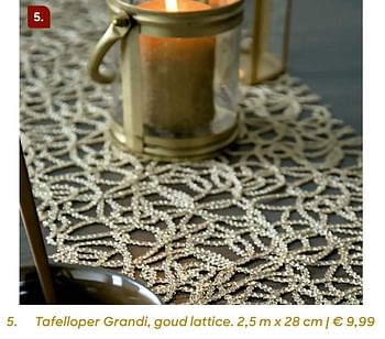 Promoties Tafelloper grandi, goud lattice. 2,5 m x 28 cm | - Huismerk - Ava - Geldig van 20/11/2019 tot 31/01/2020 bij Ava