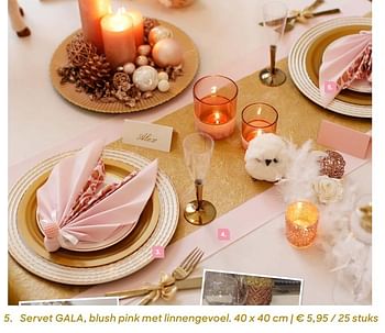 Promoties Servet gala, blush pink met linnengevoel. 40 x 40 cm - Huismerk - Ava - Geldig van 20/11/2019 tot 31/01/2020 bij Ava