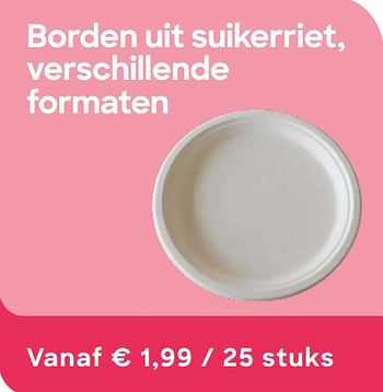 Promoties Borden uit suikerriet, verschillende formaten - Huismerk - Ava - Geldig van 20/11/2019 tot 31/01/2020 bij Ava