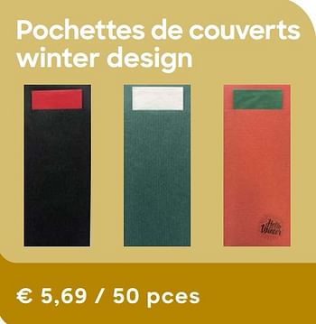 Promotions Pochettes de couverts winter design - Produit Maison - Ava - Valide de 20/11/2019 à 31/01/2020 chez Ava