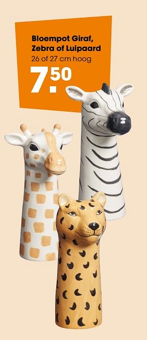 Promoties Bloempot giraf, zebra of luipaard - Huismerk - Kwantum - Geldig van 02/12/2019 tot 15/12/2019 bij Kwantum