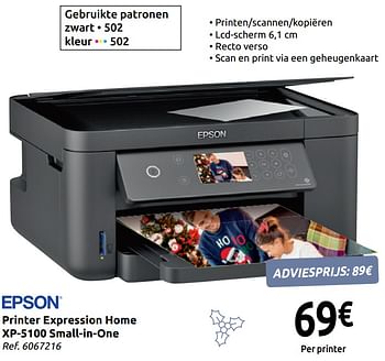 Promoties Epson printer expression home xp-5100 small-in-one - Epson - Geldig van 20/11/2019 tot 31/12/2019 bij Carrefour
