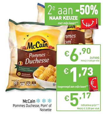 Promoties Mccain pommes duchesse, pom` of noisette - Mc Cain - Geldig van 26/11/2019 tot 31/12/2019 bij Intermarche